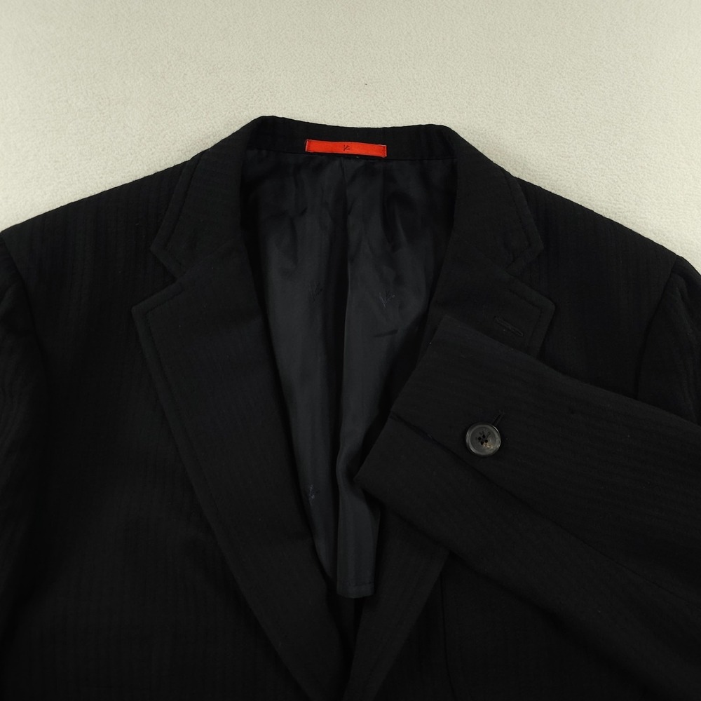Isaia Napoli Jacket Mens 42R Black Winter Seersucker Wool Sport Coat Blazer
